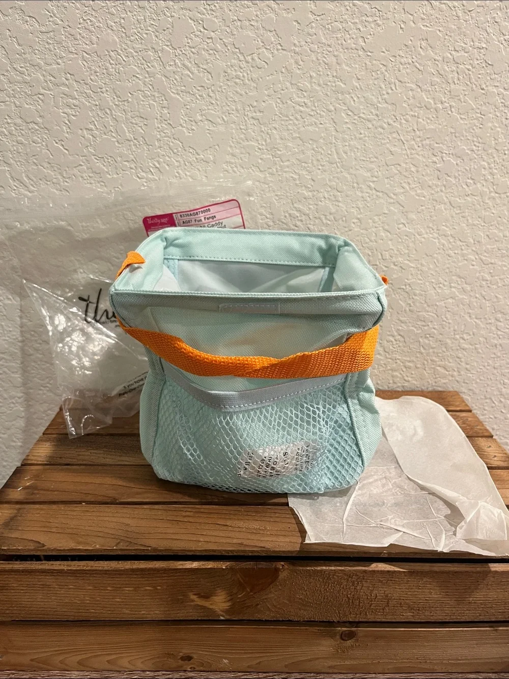 thirty-one Mint Green Lunch Tote with Orange Handle